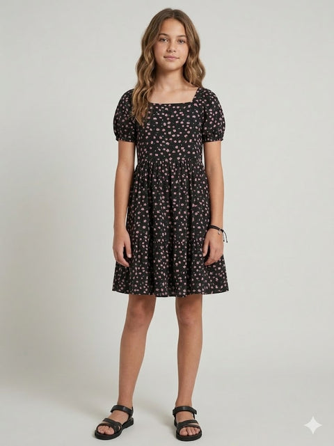 Sinsay Girl's Black Floral Dress | Sinsay In Lebanon