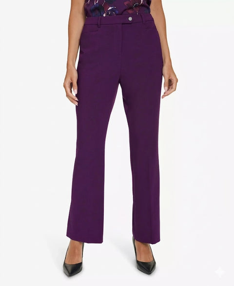 Calvin Klein Women's Dark Purple Mid-Rise Straight-Leg Pants | Calvin Klein In Lebanon