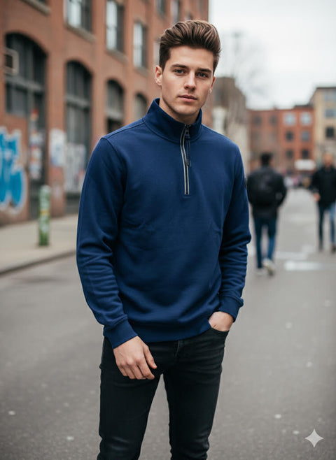 Lerros Men's Navy Half zippered Sweater | Lerros In Lebanon