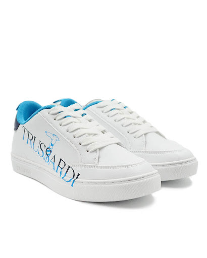 Trussardi Women's White & Blue Cleo Sneakers | Trussardi in Lebanon