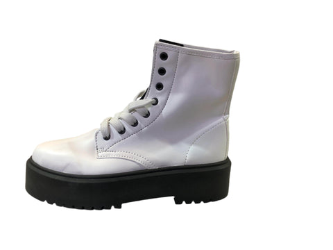 Asos Design Women's White Chunky Lace Up Boots ANS812