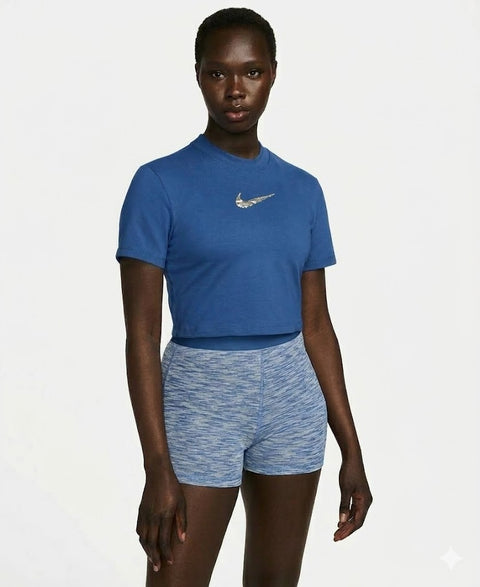 Nike Women's Blue Pro Dri-FIT Short-Sleeve Cropped Training Top | Nike In Lebanon