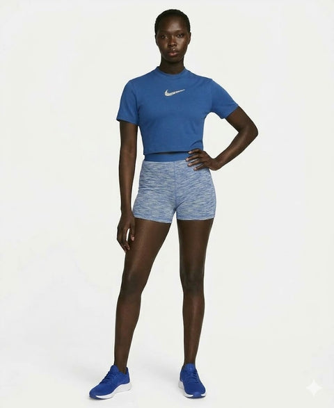 Nike Women's Blue Pro Dri-FIT Short-Sleeve Cropped Training Top | Nike In Lebanon