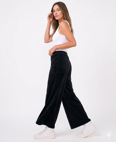 Vince Camuto Women's Black Velour Pull-On Wide-Leg Pants | Vince Camuto In Lebanon