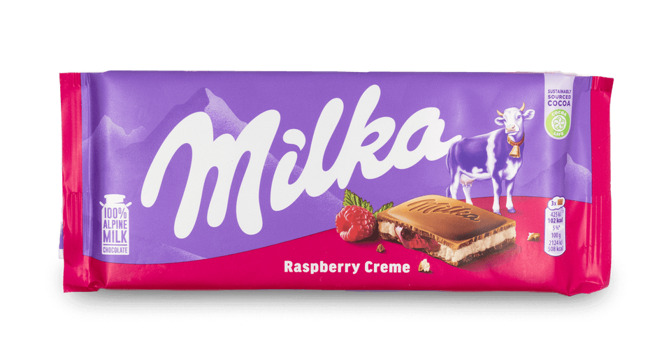 Milka Raspberry Creme Chocolate Bar 100g
