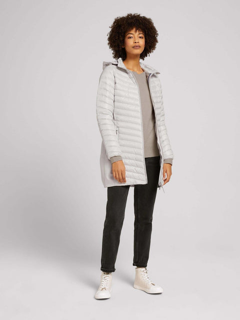 Tom Tailor Women's Silver Quilted Jacket With Detachable Hood | Tom Tailor In Lebanon