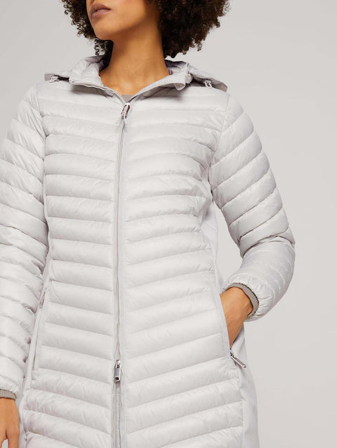 Tom Tailor Women's Silver Quilted Jacket With Detachable Hood | Tom Tailor In Lebanon