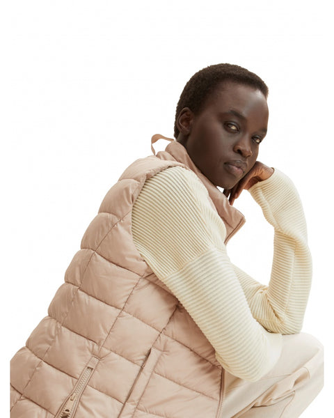 Tom Tailor Women's Beige Quilted Vest | Tom Tailor In Lebanon