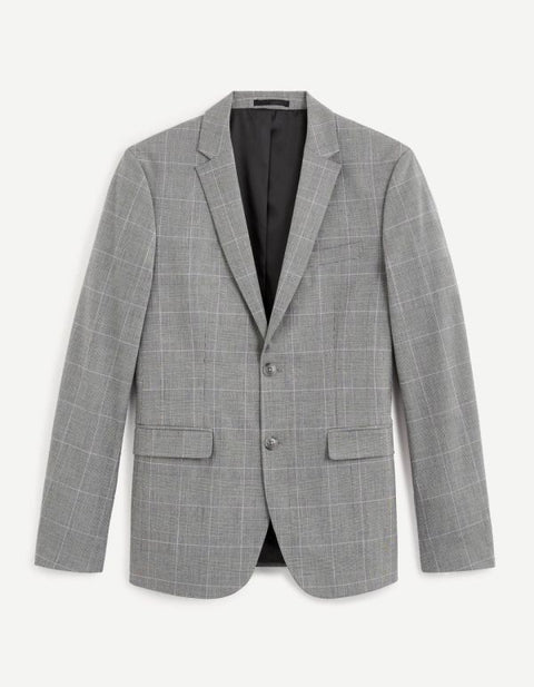 Celio Men's Gray Check Slim-Fit Blazer | Celio In Lebanon
