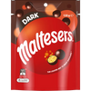 Maltesers dark chocolate candy package with red and brown design.