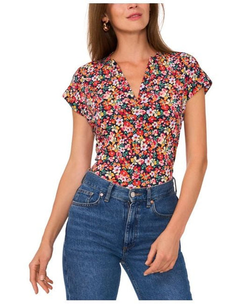 Vince Camuto Women's Floral-print Split-neck Cap-sleeve Blouse | Vince Camuto In Lebanon