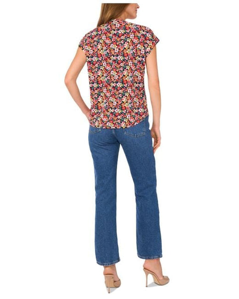 Vince Camuto Women's Floral-print Split-neck Cap-sleeve Blouse | Vince Camuto In Lebanon