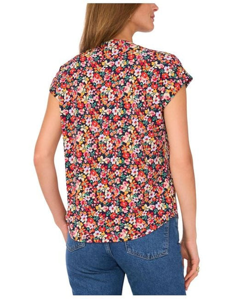 Vince Camuto Women's Floral-print Split-neck Cap-sleeve Blouse | Vince Camuto In Lebanon