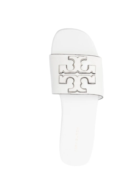 Tory Burch Women's White Leather Slide Slippers| Tory Burch In Lebanon