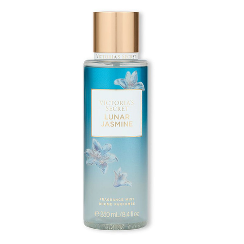Victoria's Secret Lunar Jasmine fragrance mist bottle on a white background
