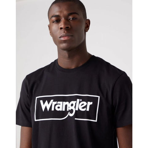 Wrangler Men's Black Logo Frame Crew Neck T-Shirt | Wrangler In Lebanon