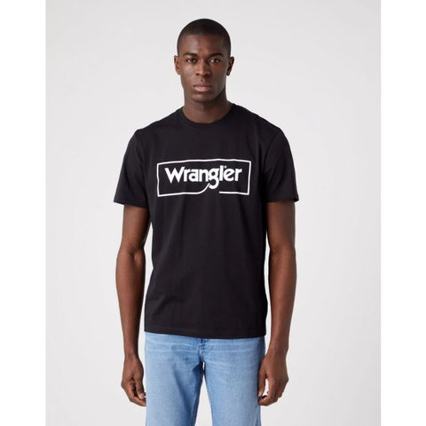 Wrangler Men's Black Logo Frame Crew Neck T-Shirt | Wrangler In Lebanon