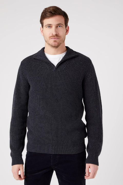 Wrangler Men's Dark Gray Half Zip Knit Sweater | Wrangler In Lebanon