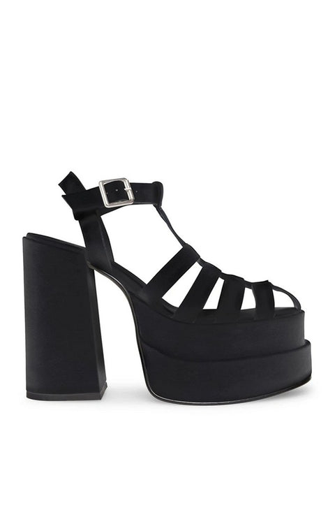 Steve Madden Women's Black Leather Carlita Heeled Sandal | Steve Madden In Lebanon