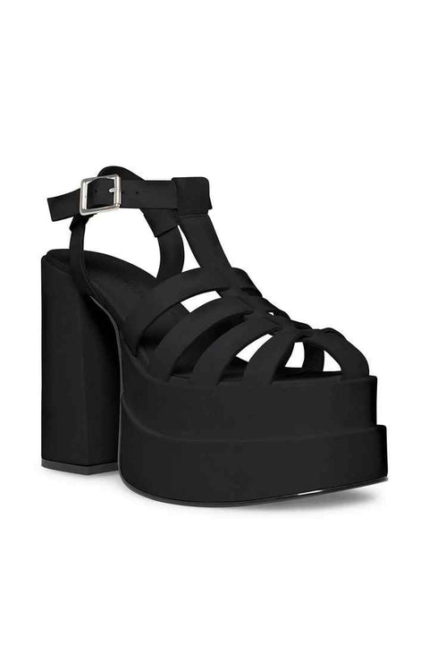 Steve Madden Women's Black Leather Carlita Heeled Sandal | Steve Madden In Lebanon