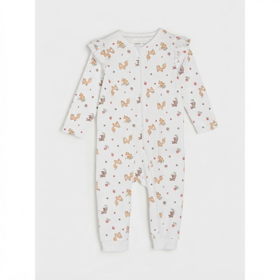 Sinsay Baby Girl's White Long Sleeve Printed Overall