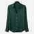 Express Women's Dark Green Button Down V-Neck Long Sleeves Shirt