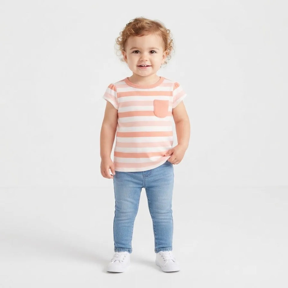 First Impressions Baby Girl's White Pink Short-Sleeve T-Shirt