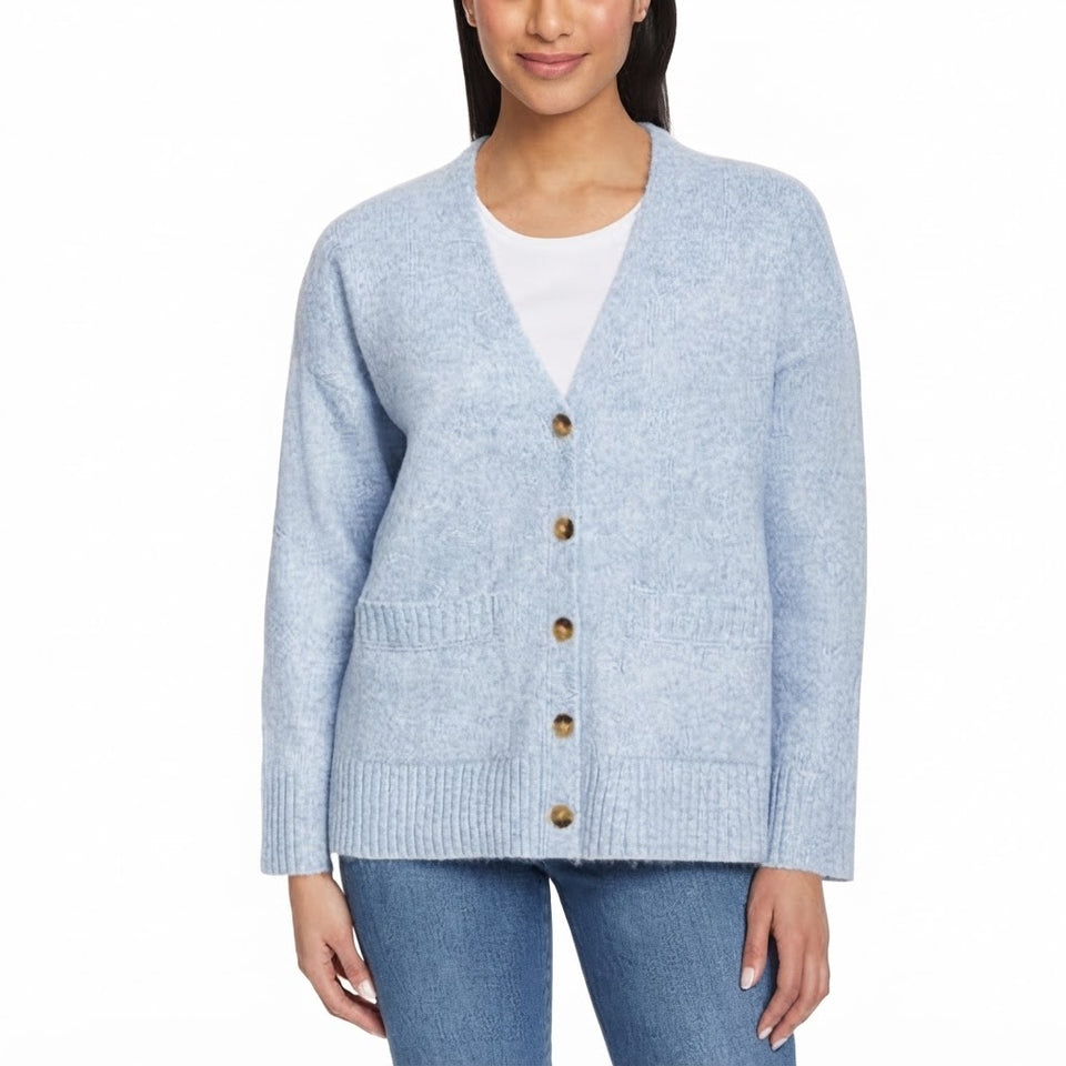Ella Moss Women's Light Blue Button Front Cardigan