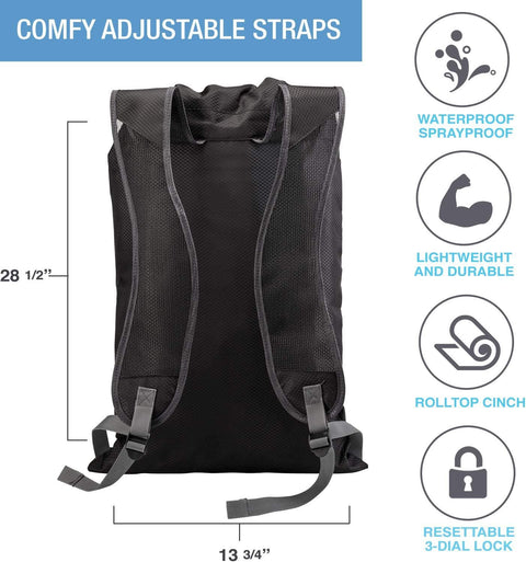 WaterSeals Unisex Black Anti-Theft Locking Cinch Drawstring Backpack | WaterSeals In Lebanon