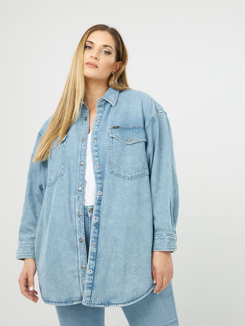 Lee Women's Blue Denim Frosted Overshirt| Lee In Lebanon