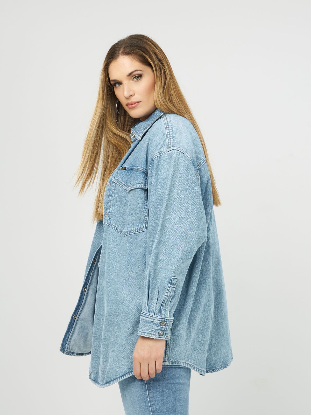 Lee Women's Blue Denim Frosted Overshirt| Lee In Lebanon