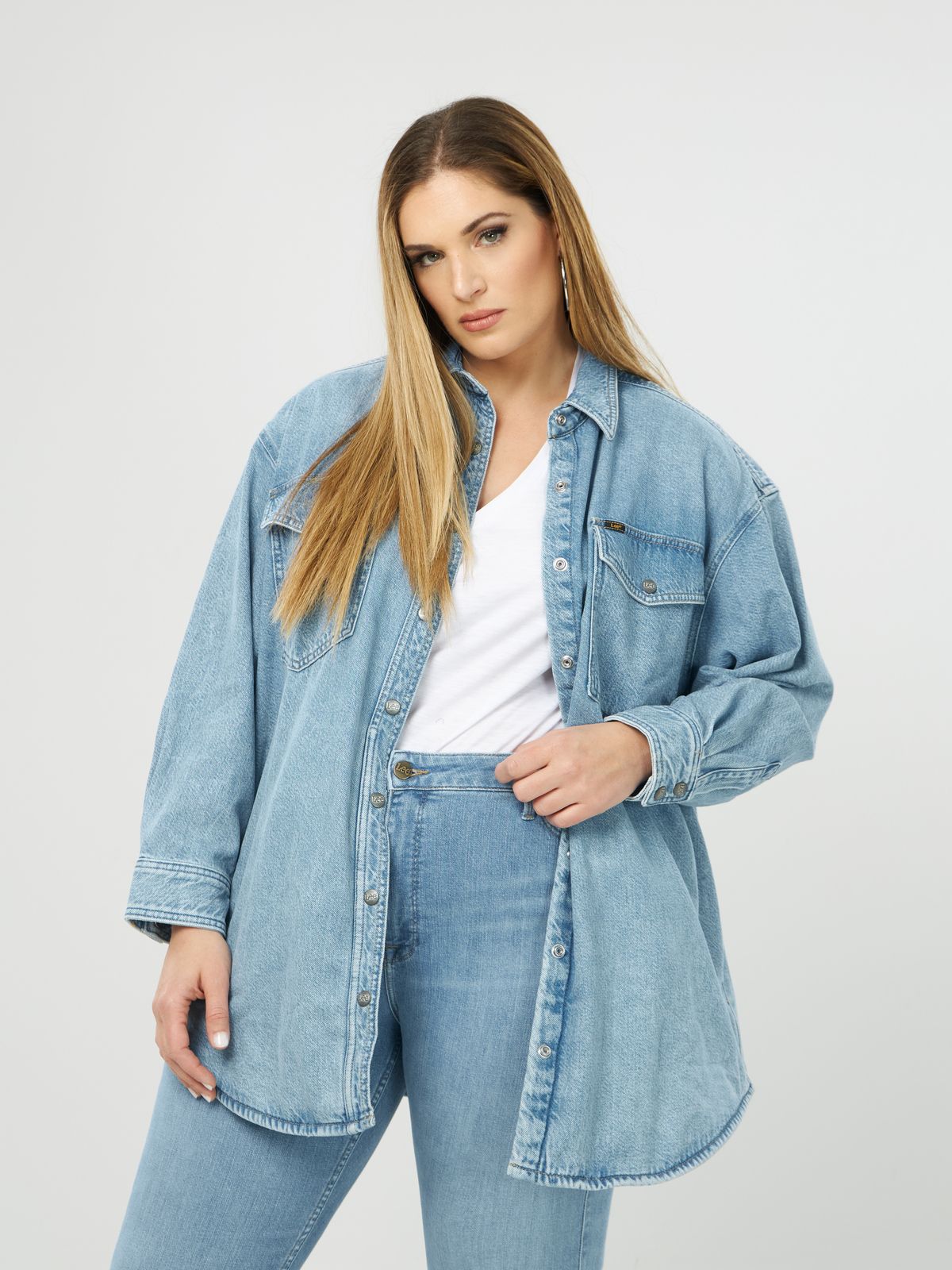 Lee Women's Blue Denim Frosted Overshirt| Lee In Lebanon