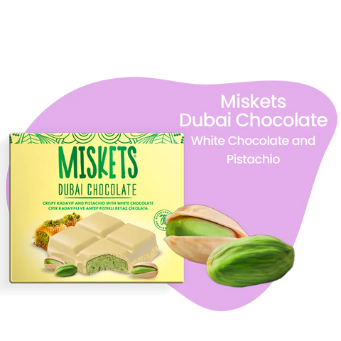 Miskets Dubai Chocolate White Chocolate Bar & Pistachio 100GR | Miskets In Lebanon