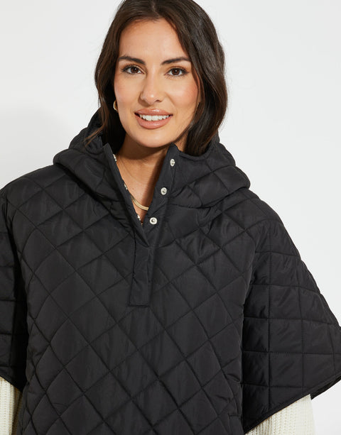 Threadbare Women's Black Quilted Hooded Vest | Threadbare In Lebanon