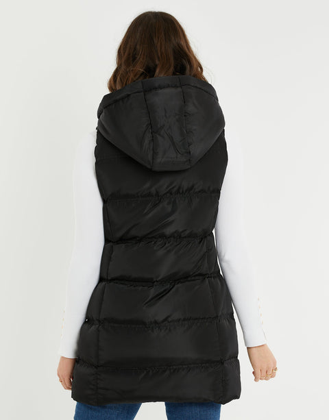 Threadbare Women's Black Quilted Hooded Puffer Vest | Threadbare In Lebanon