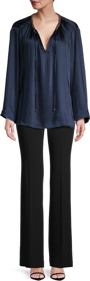 Michael Kors Women's Navy Chain-Embellished Satin Blouse | Michael Kors In Lebanon
