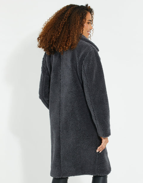 Threadbare Women's Dark Gray Faux Borg Teddy Coat |Threadbare In Lebanon