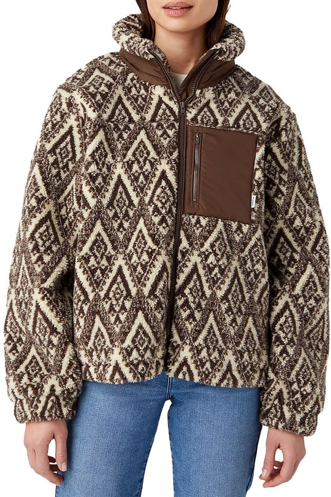 Wrangler Women's Brown & Beige Checotah Jacquard Sherpa Jacket | Wrangler In Lebanon