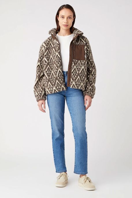 Wrangler Women's Brown & Beige Checotah Jacquard Sherpa Jacket | Wrangler In Lebanon
