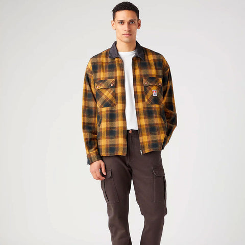 Wrangler Men's Black Double Flap Pocket Plaid Zip Overshirt | Wrangler In Lebanon