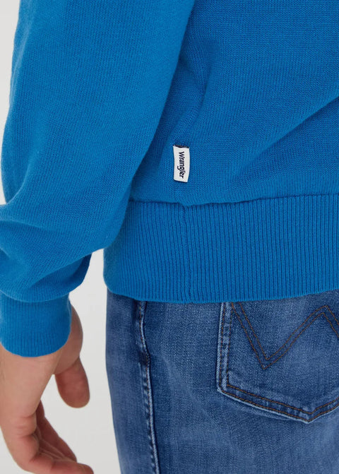 Wrangler Men's Blue Deep Water Crew Neck Knit Sweatshirt |Wrangler In Lebanon