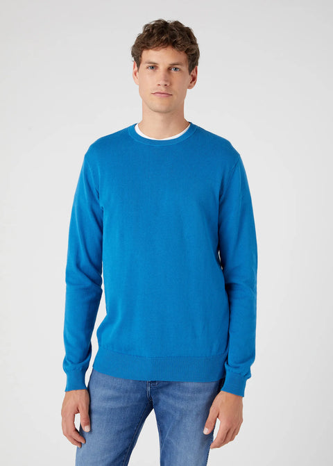 Wrangler Men's Blue Deep Water Crew Neck Knit Sweatshirt |Wrangler In Lebanon