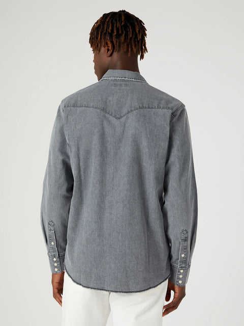 Wrangler Men's Gray Denim Regular Fit Shirt | Wrangler In Lebanon