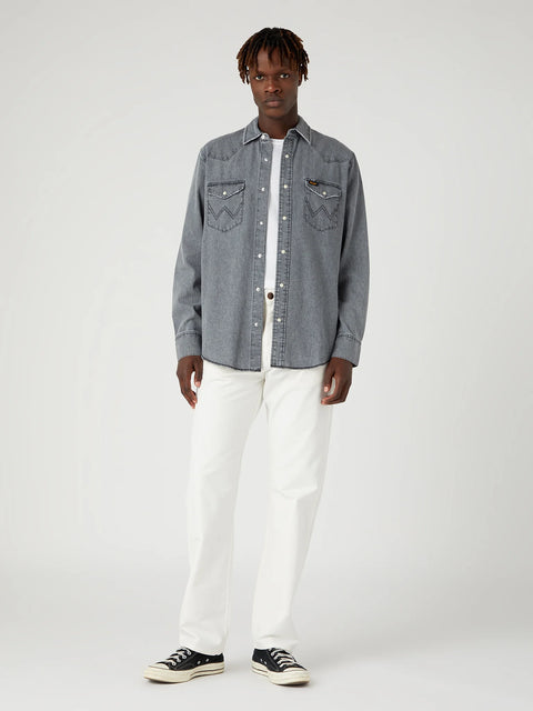 Wrangler Men's Gray Denim Regular Fit Shirt | Wrangler In Lebanon