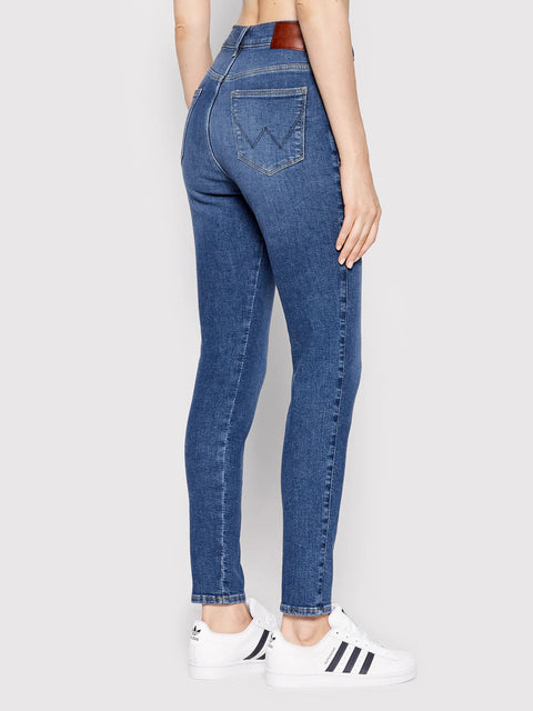 Wrangler Women's Dark Blue High Rise Skinny Grow Wild Jeans | Wrangler In Lebanon