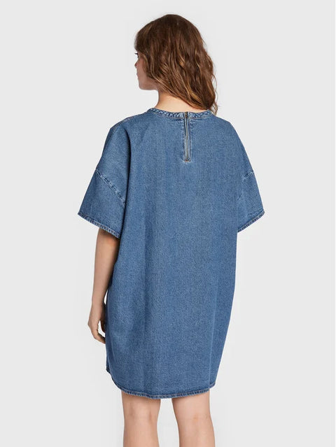 Wrangler Women's Blue Mid Indigo Oversize Denim Tee Dress |Wrangler In Lebanon
