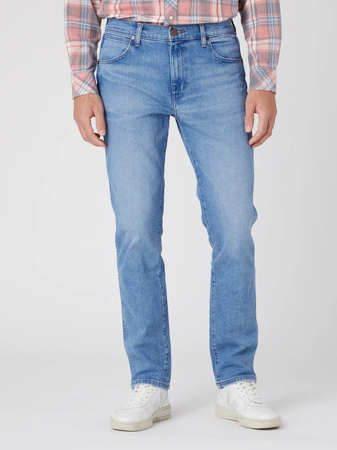 Wrangler Men's Light Blue Larston Slim Taper Fit Jeans | Wrangler In Lebanon