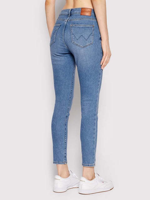 Wrangler Women's Dark Blue High Rise Skinny Fit Denim Flexible High Waist Jeans | Wrangler In Lebanon