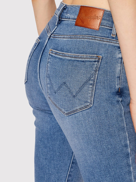 Wrangler Women's Dark Blue High Rise Skinny Fit Denim Flexible High Waist Jeans | Wrangler In Lebanon
