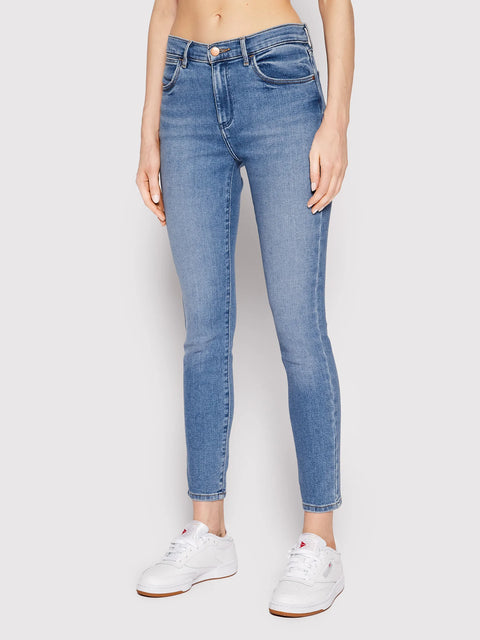 Wrangler Women's Dark Blue High Rise Skinny Fit Denim Flexible High Waist Jeans | Wrangler In Lebanon